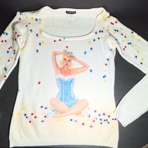 90's Vintage Pinup Sequin & Bead Sweater
